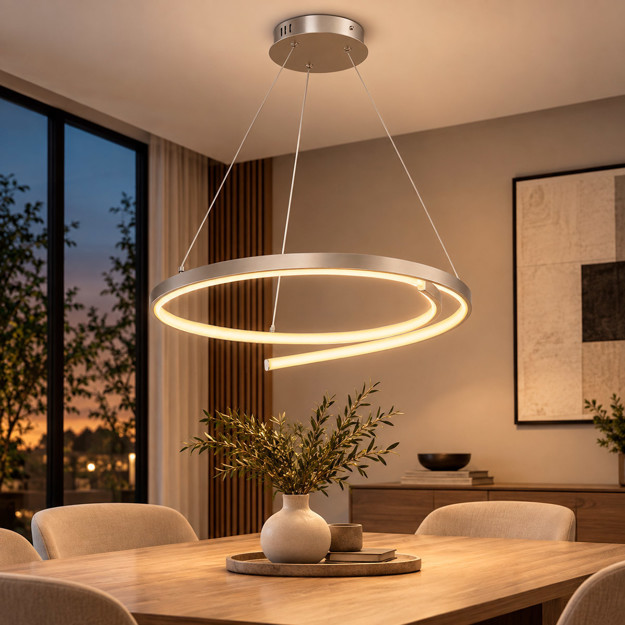 Imagen de Colgante LED Isadora 38W Cálido Nickel Ø55cm 120cm h