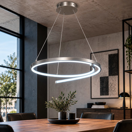 Imagen de Colgante LED Isadora 38W Frio Nickel Ø55cm 120cm h