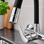 Imagen de Mezcladora de pared Pico Negro Flexible cuerpo 20cm C.C 40mm 5 años de garantia