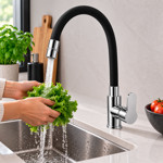 Imagen de MEZCLADORA de Mesada Pico Flexible Negro 35mm