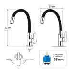Imagen de MEZCLADORA de Mesada Pico Flexible Negro 35mm