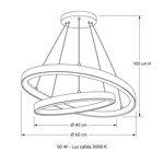 Imagen de Colgante LED Serena Duo 50W Cálido Nickel Ø60/Ø40 100cm h