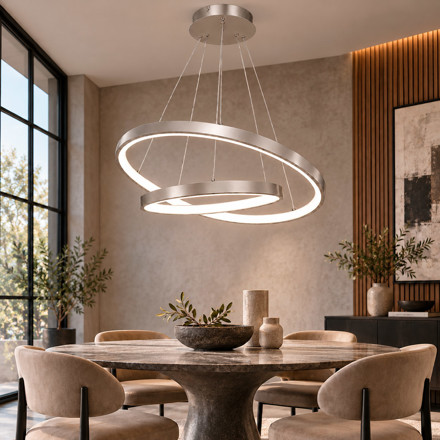 Imagen de Colgante LED Serena Duo 50W Neutro Nickel Ø60/Ø40 100cm h
