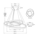 Imagen de Colgante LED Serena Tryo 92W Frio Nickel Ø80/Ø60/Ø40 100cm h