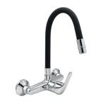 Imagen de Mezcladora de pared Pico Negro Flexible cuerpo 20cm C.C 40mm 5 años de garantia