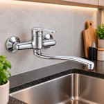 Imagen de MEZCLADORA Pared Monoc. Pico Bajo Ommix 40mm CC - 5 años de Garantía - 15cm Cuerpo / prof. max. 28cm