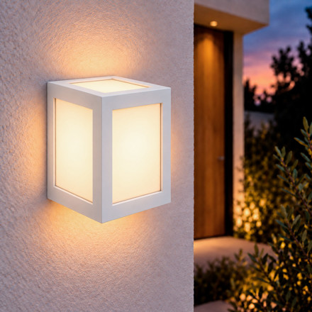 Imagen de APLIQUE LED de Exterior 12w Calido Rectangular Blanco 13x10.8x16cm H