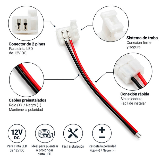 Imagen de CONEXION p/Cintas Led COB 12v 10mm.