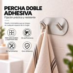 Imagen de PERCHA Adhesiva 2 Ganchos Acero 9.5x4.5x3cm Prof