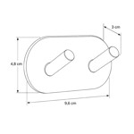 Imagen de PERCHA Adhesiva 2 Ganchos Acero 9.5x4.5x3cm Prof