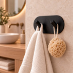 Imagen de PERCHA Adhesiva 2 Ganchos Acero Negro 9.5x4.5x3cm Prof