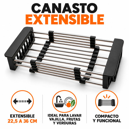 Imagen de Canasto Multiuso Extensible 22.5-36x19.5x9cm Prof.