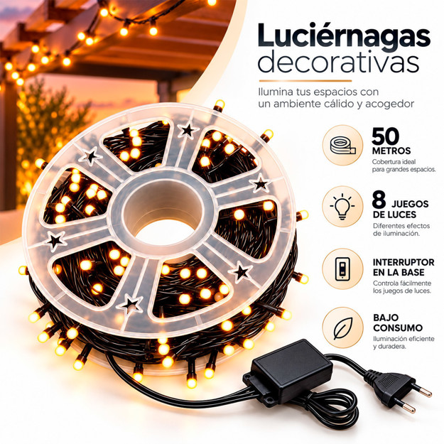 Imagen de GUIA Led Luz Calida 50mts
