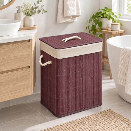 Imagen de Cesto de Ropa Bambú RECTANGULAR GRANDE 40x30x55cm