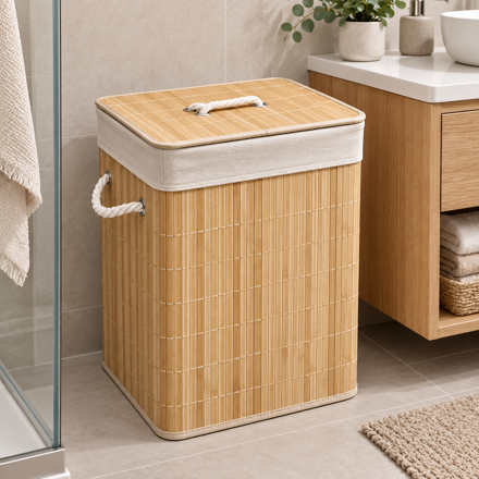 Imagen de CESTO de Ropa Bambú RECTANGULAR GRANDE 41x31x60cm H