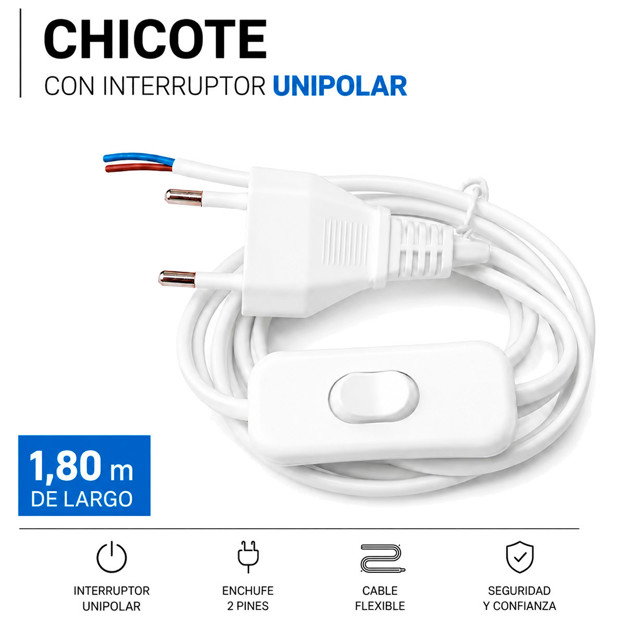 Imagen de CHICOTE 1.80mts c/Perilla y Ficha Blanco